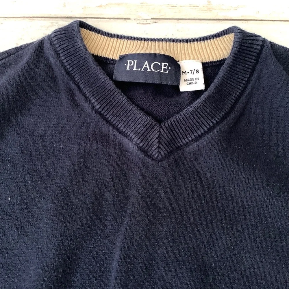 The Children’s Place 7/8 Boys Navy Blue Pullover Sweater Kids Formal Size 7 8